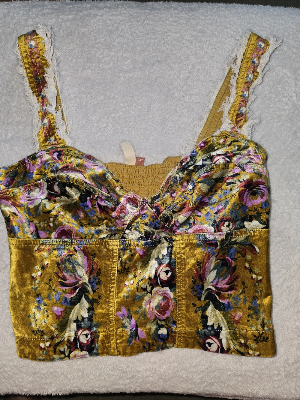 Anthropologie Pilcro Corset Seamed Tank Yellow Floral Top Size 6